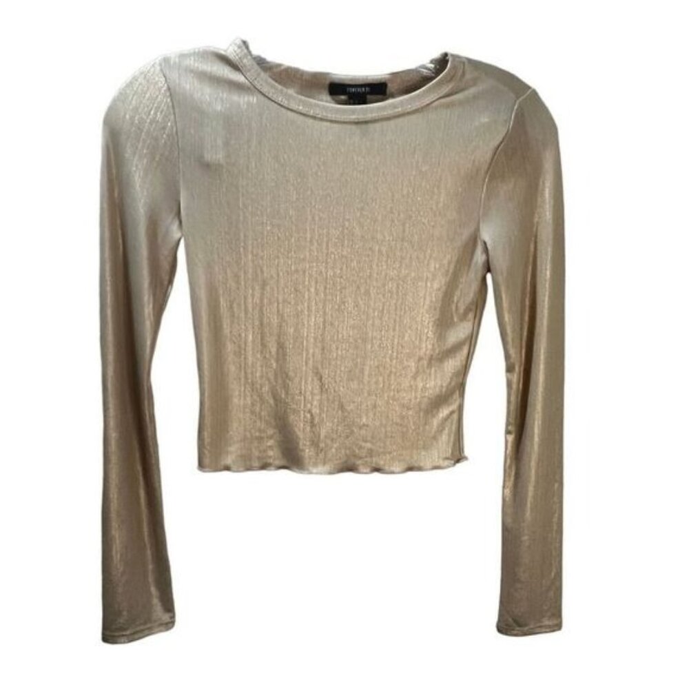 FOREVER 21 Ribbed Long-Sleeve Crop Top Small‎ NWOT